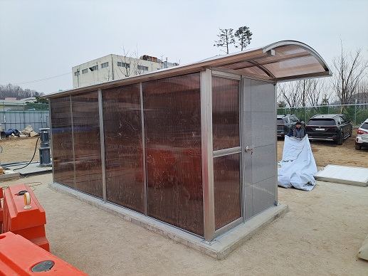 지하계단캐노피 스텐파이프 75*75*50*30 폴리카보네이트 복층10t
