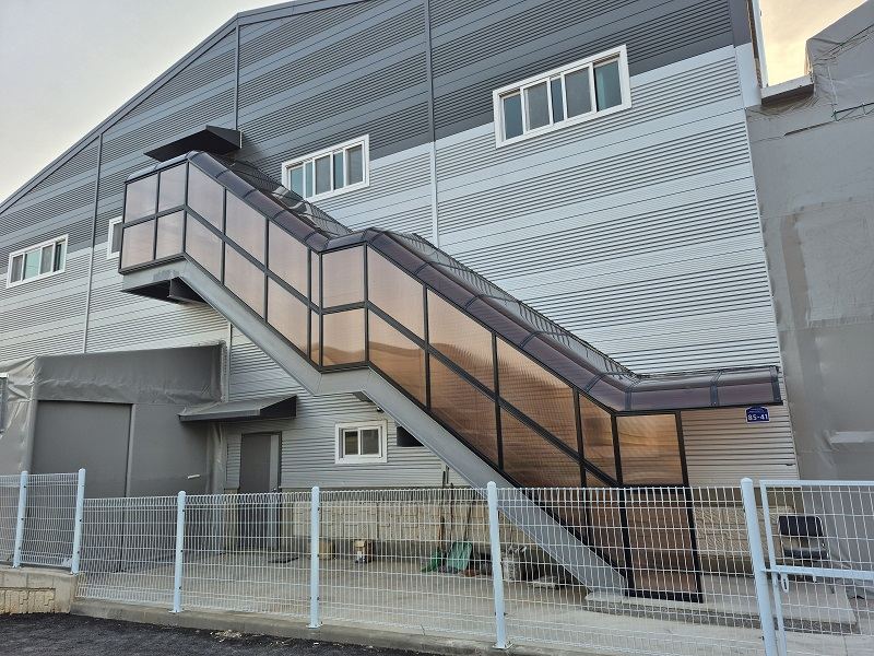 계단캐노피 칼라각관 50*50*2.0t 50*30*2.0t외 폴리카보네이트 복층10t