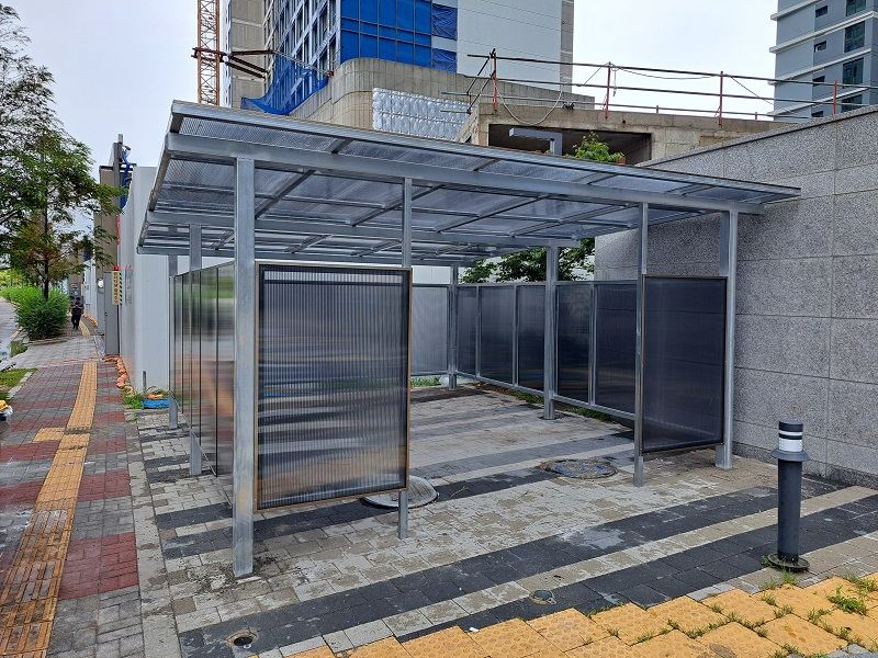 분리수거장 아연도금파이프 100*100*2.0t 50*50*2.0t 폴리카보네이트 복층10t