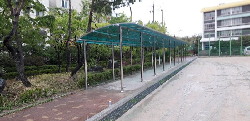 스텐드캐노피 스텐파이프 100*50*1.5t 50*30*1.5t 폴리카보네이트3.0t