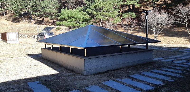 반입구캐노피 스텐파이프 50*50*1.5t 폴리카보네이트 복층10t