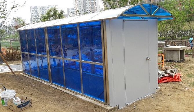 지하계단캐노피 스텐파이프.75*75.50*50.50*30 폴리카보네이트3.0t